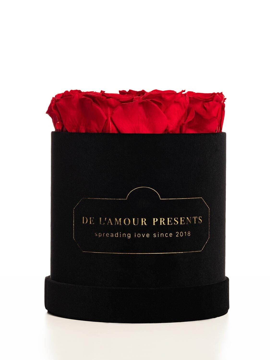 Czarny Welurowy Flower Box 7 róż z Wiecznymi Stabilizowanymi