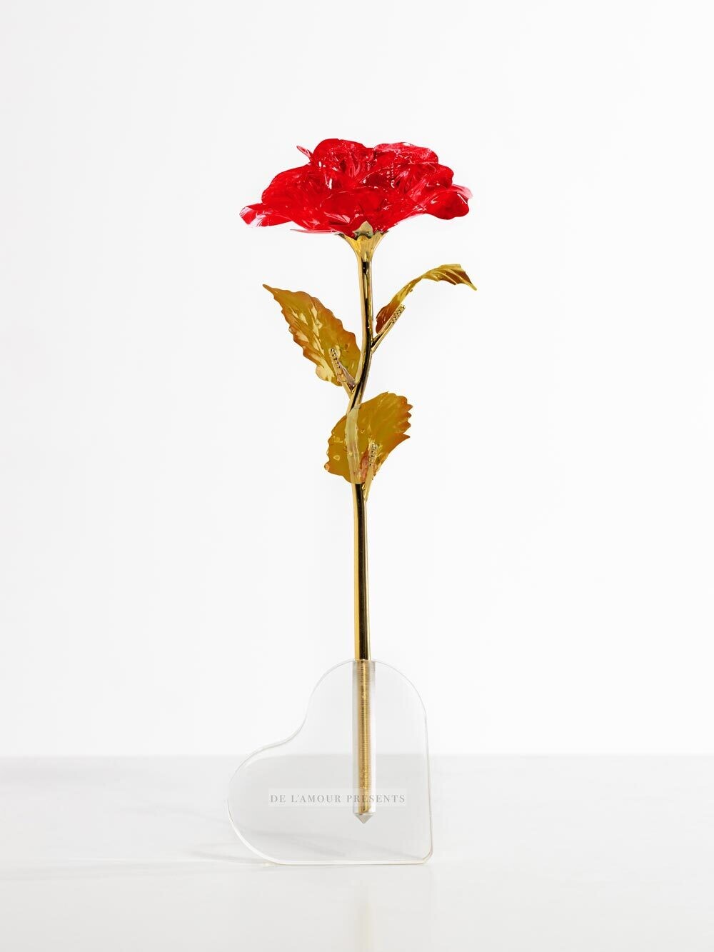 Świecąca Czerwona Róża Lamour z Sercem W Firmowym Pudełku -
