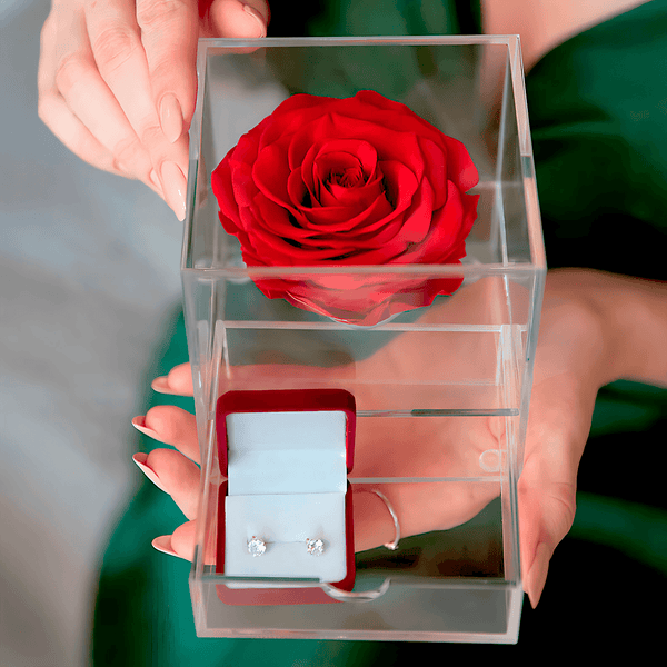 Szkatułka Na Biżuterię Ze Stabiliziwaną Wieczną Różą -