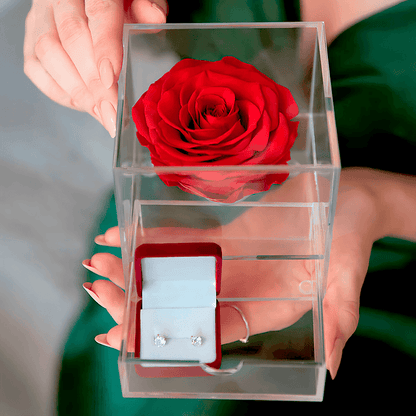 Szkatułka Na Biżuterię Ze Stabiliziwaną Wieczną Różą -